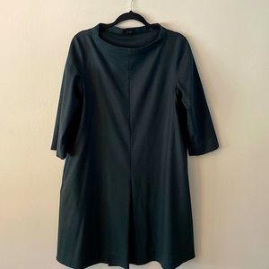 Deep green wool a-line swing COS Dress👗 with high neckline and pockets EU38 US8